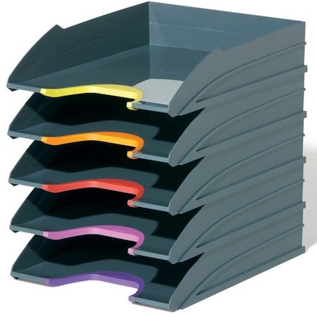 Durable Office Products Letter Trays, 11-1/2inWx14inDx11inH, Anthracite Gray DBL770557